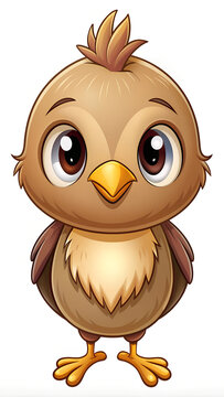 recommend clip art: A cute little brown cartoon bird character