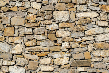 stone wall made of limestone, typical of ancient cities. The craftsmanship of stonemasons is evident in the construction.
