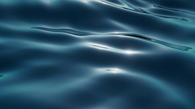 cycled 3d animation. Abstract animated background of wavy water surface. Liquid texture macro. Deep blue sea intro