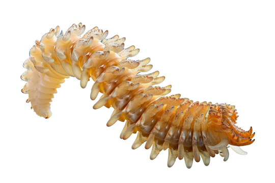 HD 4K image of a bristleworm isolated on a transparent white background, perfect for marine biology and zoological documentation