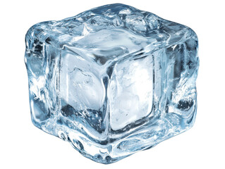 Detailed ice cube on transparent background.