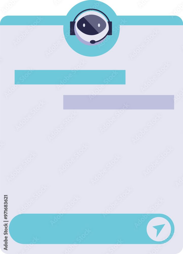 Poster simple design of a chatbot window showing a chat history with a user, perfect for developers and tec