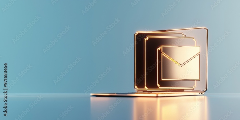 Aufkleber stylish digital representation of email communication featuring a laptop and layered envelope design