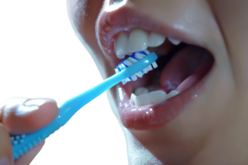 Brushing teeth with a clear Transparent background isolated for dental hygiene and personal care in HD