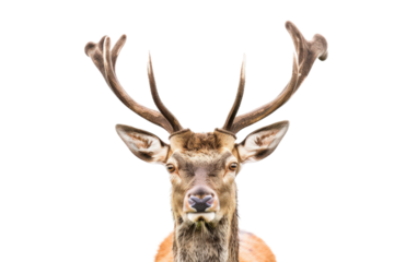 Brown deer isolated with a clear background in high definition, showcasing its natural features and detailed fur texture for wildlife enthusiasts and educational purposes.