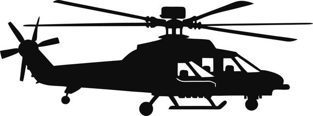 Military helicopter silhouette vector illustration design