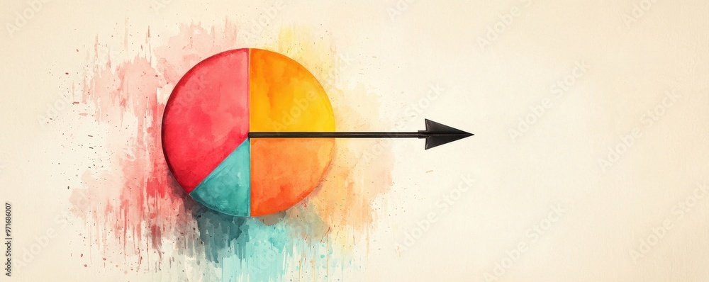 Aufkleber colorful pie chart design with an arrow pointing to the right, symbolizing growth and direction in b