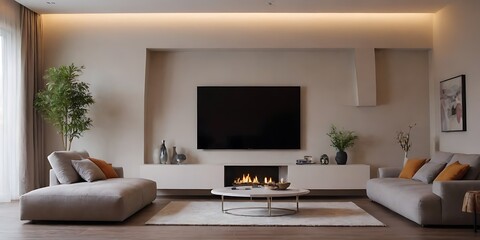 Modern Living Room with Cozy Sofa, Stylish Decor, and Natural Light - Perfect for Relaxation and Entertaining