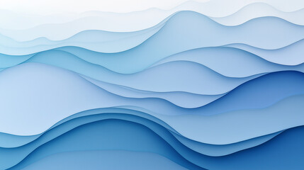 Fototapeta premium A layered, abstract design with wavy forms in varying shades of blue. The topmost layer is a lighter shade of blue, gradually transitioning to deeper shades as it descends.