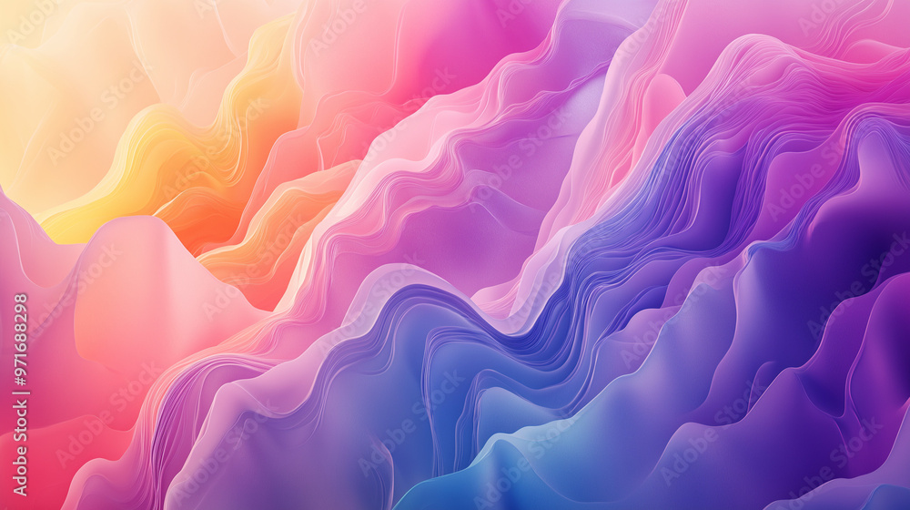 Poster a vibrant and abstract design with fluid, wavy forms that seamlessly blend from one color to another