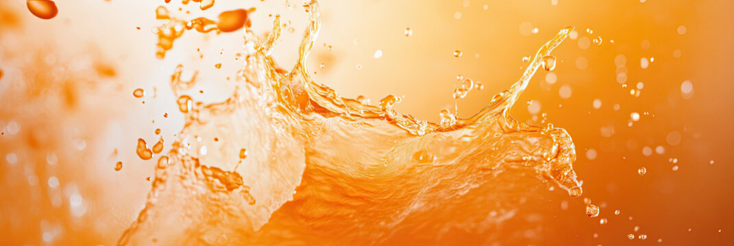 Orange wide banner background with Orange ribbon design