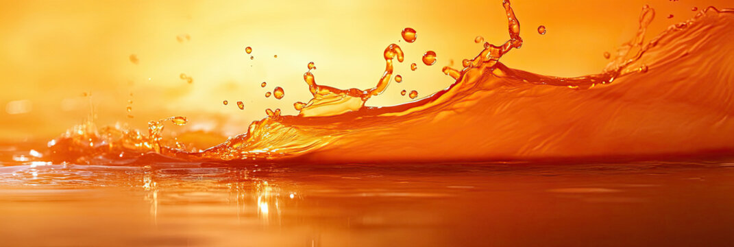 Orange wide banner background with Orange ribbon design