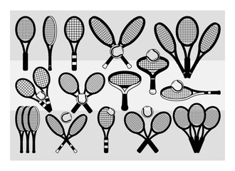Tennis Racket SVG Silhouette Bundle, Tennis Racket Silhouette, Sports Svg, Tennis Clipart, Tennis Bat Svg, Tennis Ball Png, Tennis Ball Svg Images, Cut Files