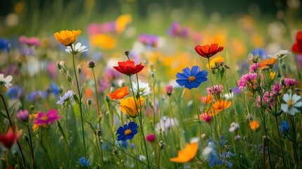 Naklejka premium Colorful Wildflowers in a Meadow