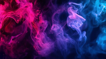 Obraz premium Abstract colorful smoke swirls on black background.