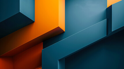 Abstract blue and orange geometric shapes creating a dynamic background pattern