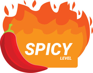 Red chili pepper indicating spicy level with flame symbol, perfect for representing the spiciness of food