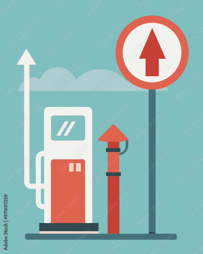 Poster a simple white sign simply states price increase with an arrow pointing to the pump indicating the c