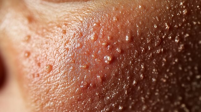 Skin showing a patchy, red rash with visible swelling and small bumps, typical of contact dermatitis, with dry and flaky areas