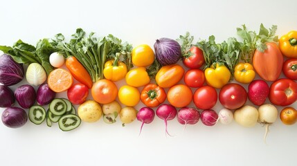 Colorful Fresh Vegetables Arranged on a White Surface