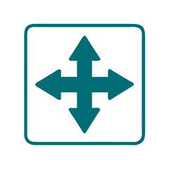 Fototapeta premium Four-way arrow icon in teal, directional and navigation concept