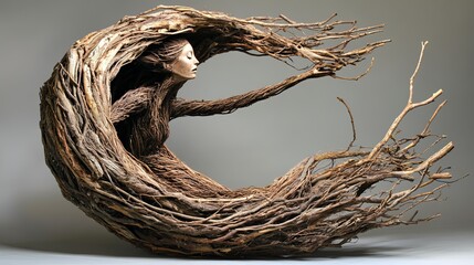 Wooden Sculpture of a Woman