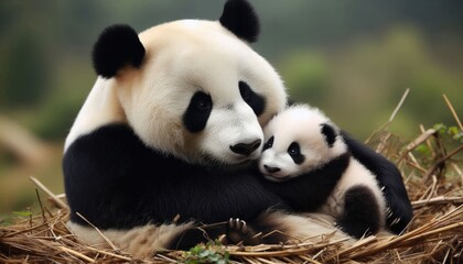 Obraz premium Panda Bear and Cub