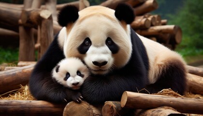 Fototapeta premium Panda Bear and Cub
