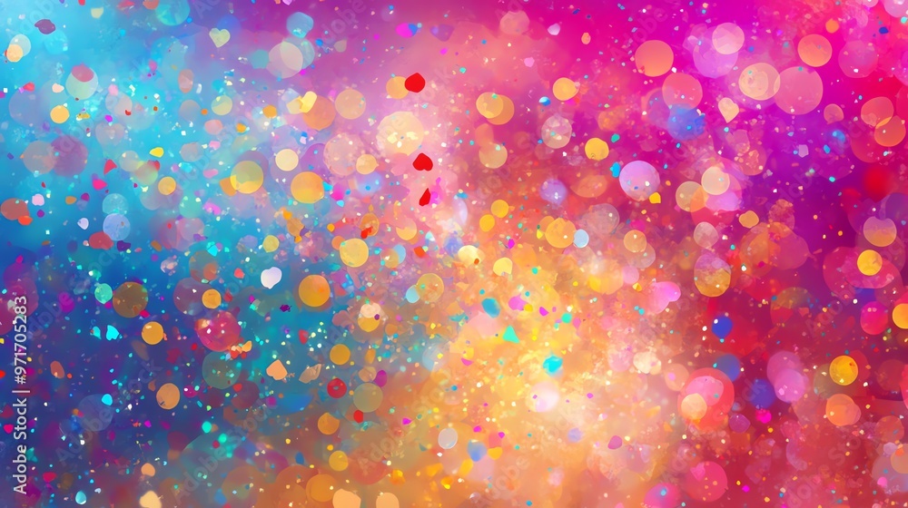 Poster abstract colorful bokeh background with glitter.