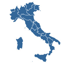 Editable vector outline map of Italy divided into regions
