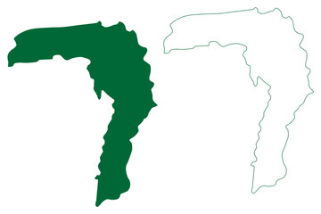 Golaghat district (Assam State, Republic of India) map vector illustration, scribble sketch Golaghat map