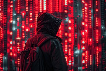 A focused individual wearing a hoodie and glasses engages with a computer screen in a dimly lit room, highlighting concentration during late-night coding