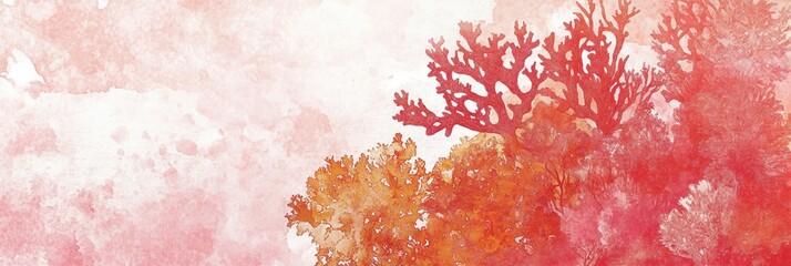 Abstract Coral Reef with Soft Watercolor Background