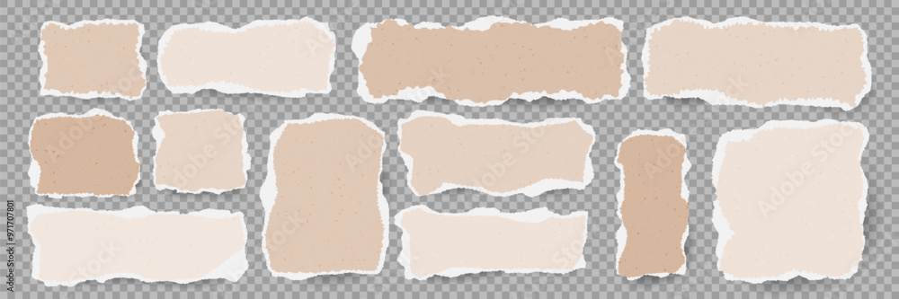 Aufkleber craft color torn textured paper pieces set. paper fragments with ripped edges. abstract scraps shape