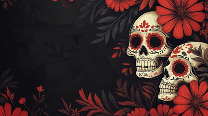 El Día de Muertos themed background, skull decoration for Day of the Dead