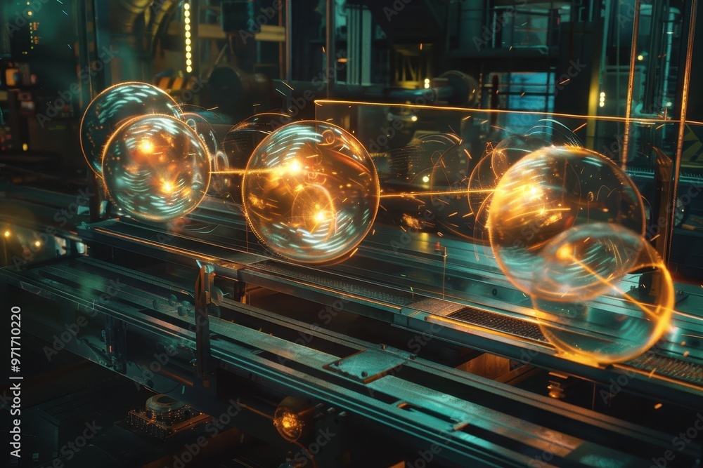 Aufkleber a glowing energy beam surges through advanced machinery, showcasing cutting-edge technology in a lab