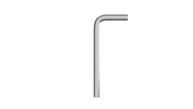 Silver hexagon allen wrench or key isolated on transparent and white background. Tool concept. 3D render