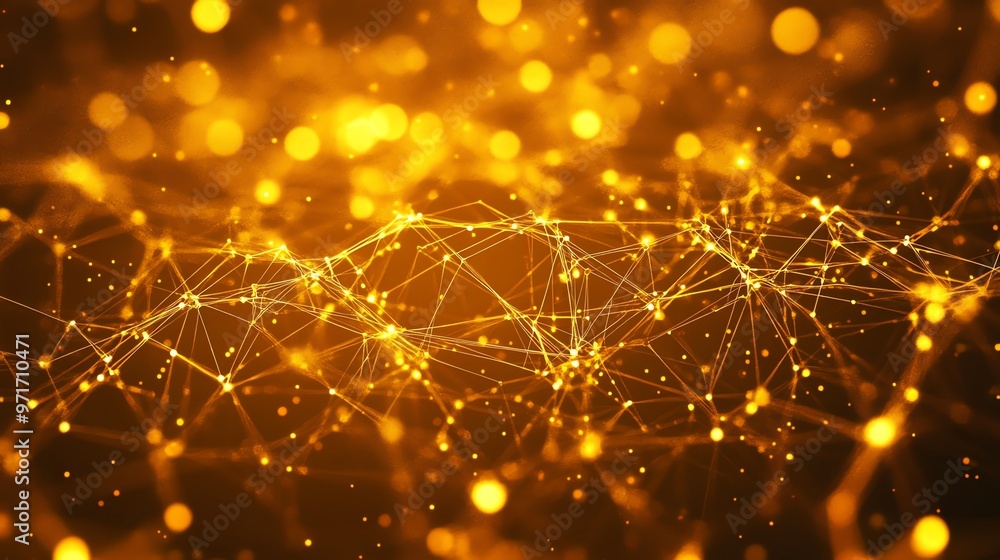 Poster abstract golden plexus background.