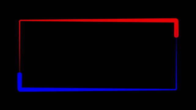Abstract rectangle shape line animation. Square rectangle picture frame with two tone neon color motion graphic 