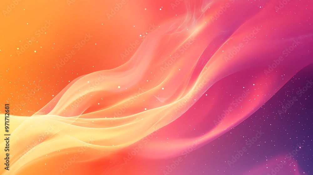 Poster abstract colorful background with flowing lines and sparkling lights.