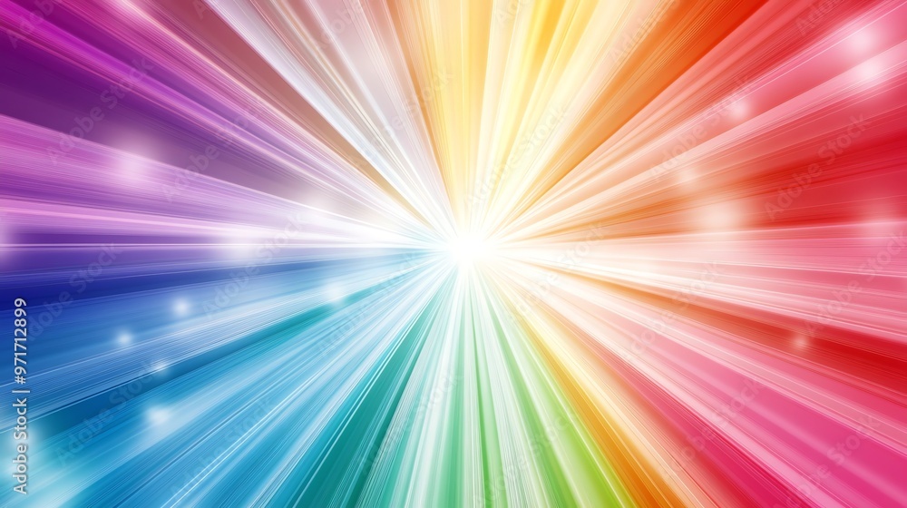 Poster colorful abstract background with radial lines of light.