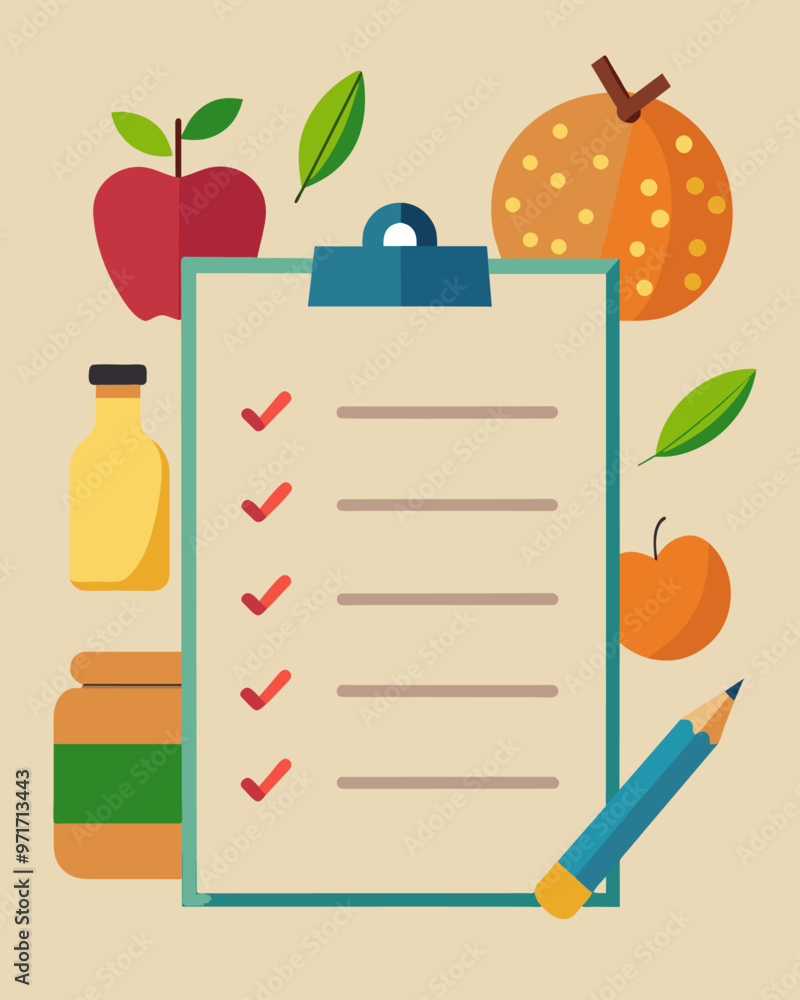 Poster a shopping list with a written reminder at the top to not forget the most essential items like basic