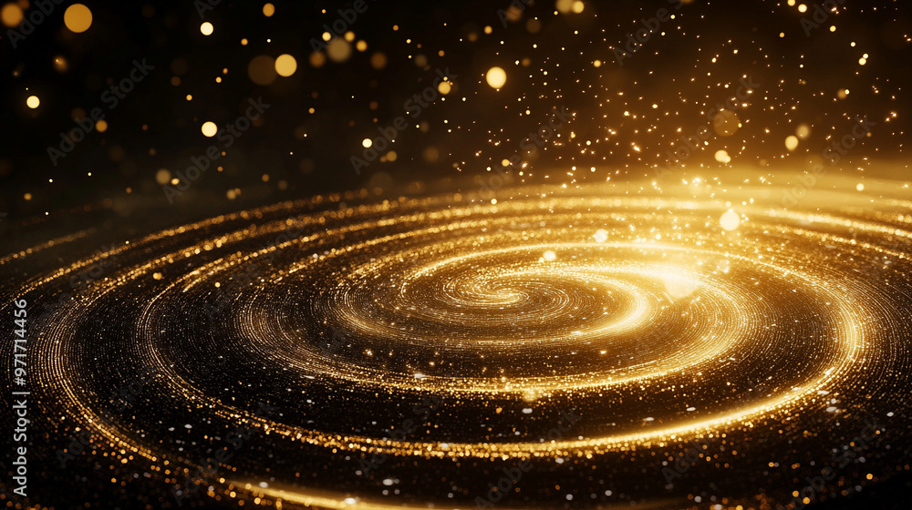 Poster glowing round illuminated lines with motion blur create a dynamic, abstract visual effect, symbolizi
