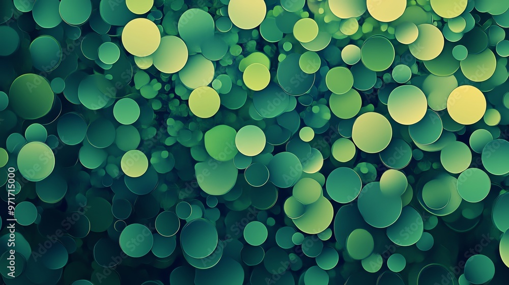 Poster abstract green and yellow circle pattern background.