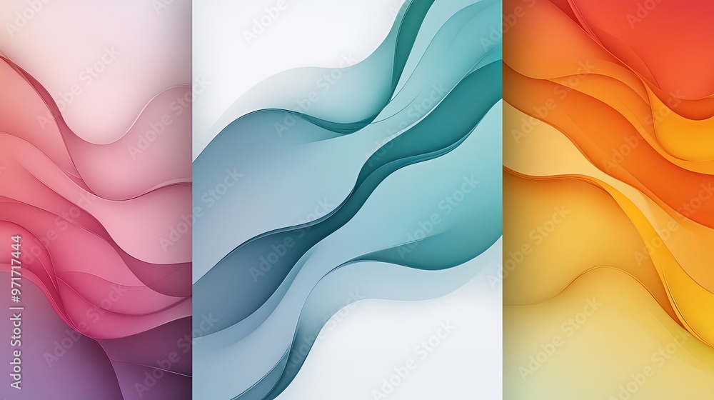 Poster gradient color wave brochure layout and poster design template with abstract composition suitable fo