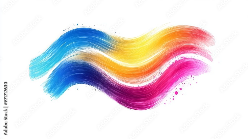 Poster multicolor gradient brushstroke texture with wavy colorful curly paint strokes vector illustration o