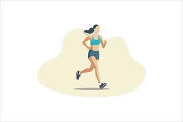 Young woman jogging. Active healthy lifestyle concept. vector illustration.