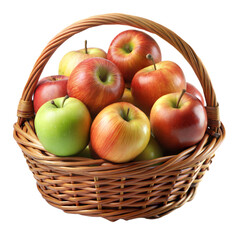 A basket full of apples and pure fruits with a transparent design