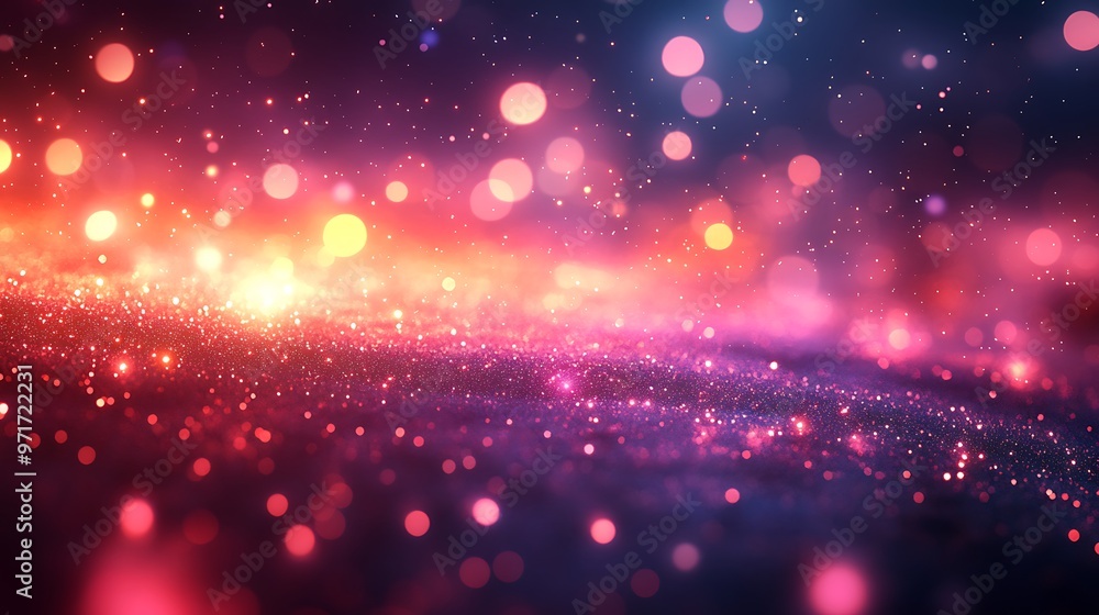 Poster abstract background with colorful bokeh lights and sparkle.
