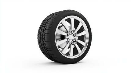 Shiny new car wheel isolated on a white background
